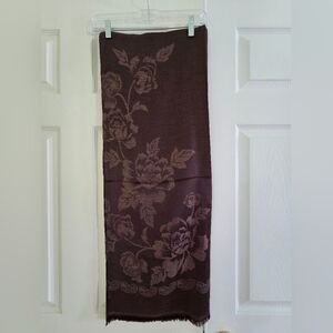 Floral Patterned Brown Scarf